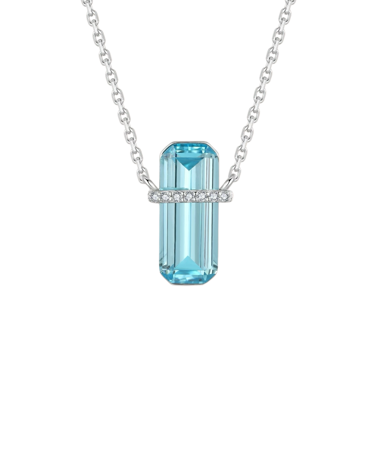 Emerald Cut Blue D Necklace