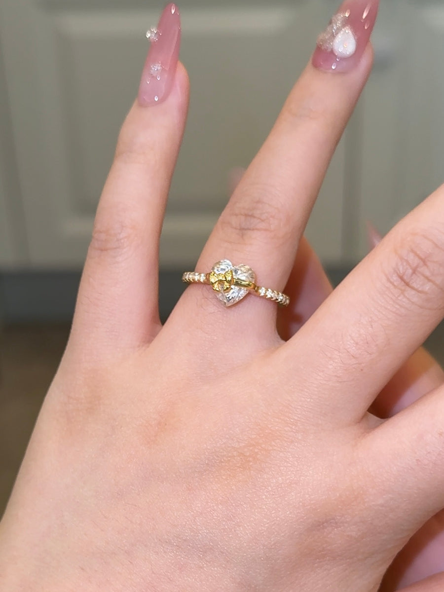 Gold Bow Heart Ring