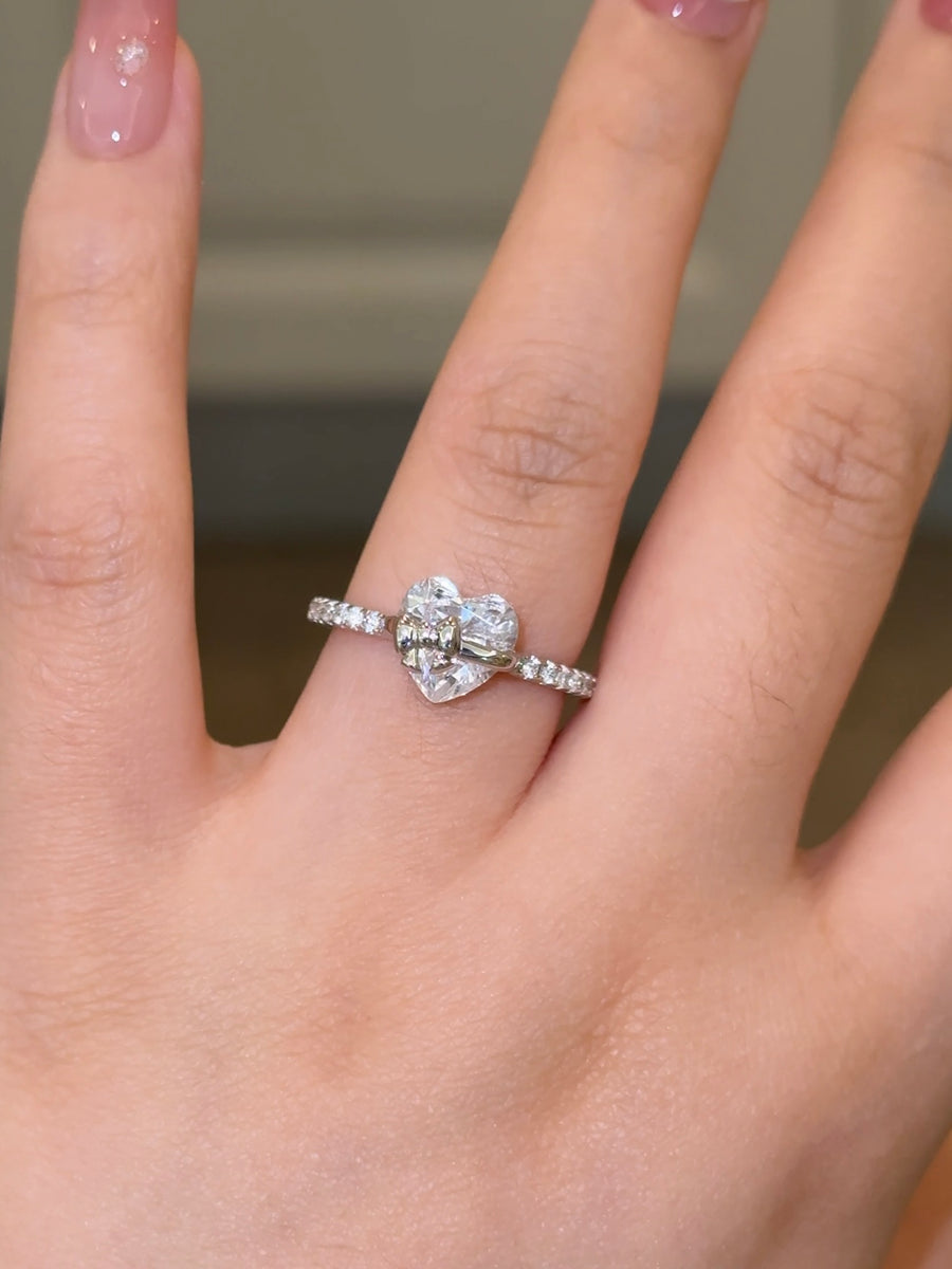 Gold Bow Heart Ring