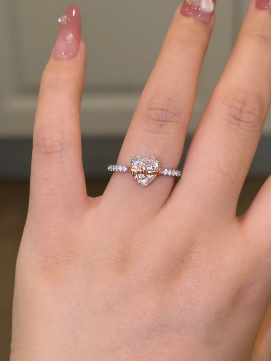 Gold Bow Heart Ring