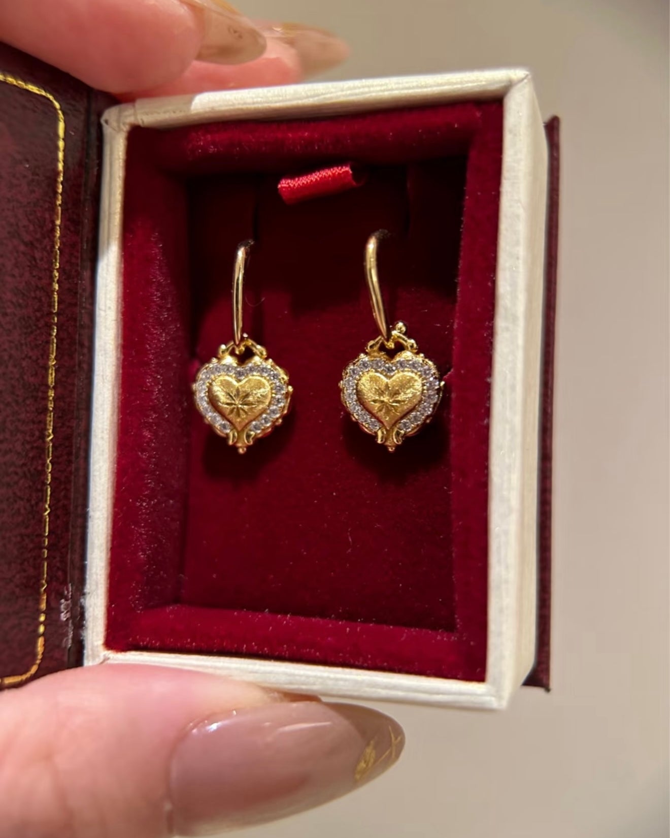 Vintage Brushed Gold Diamond Earrings