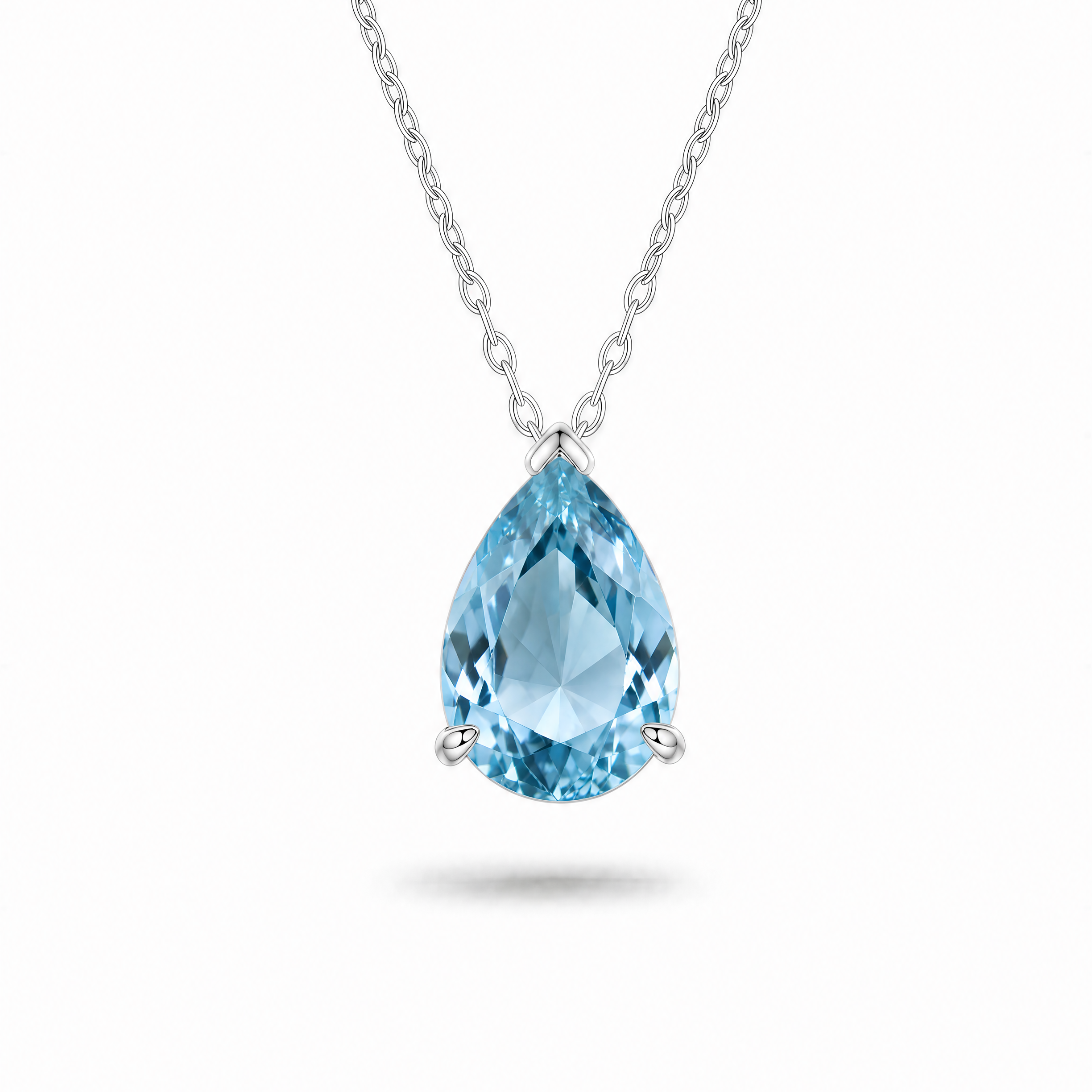Ice Blue D Teardrop Necklace