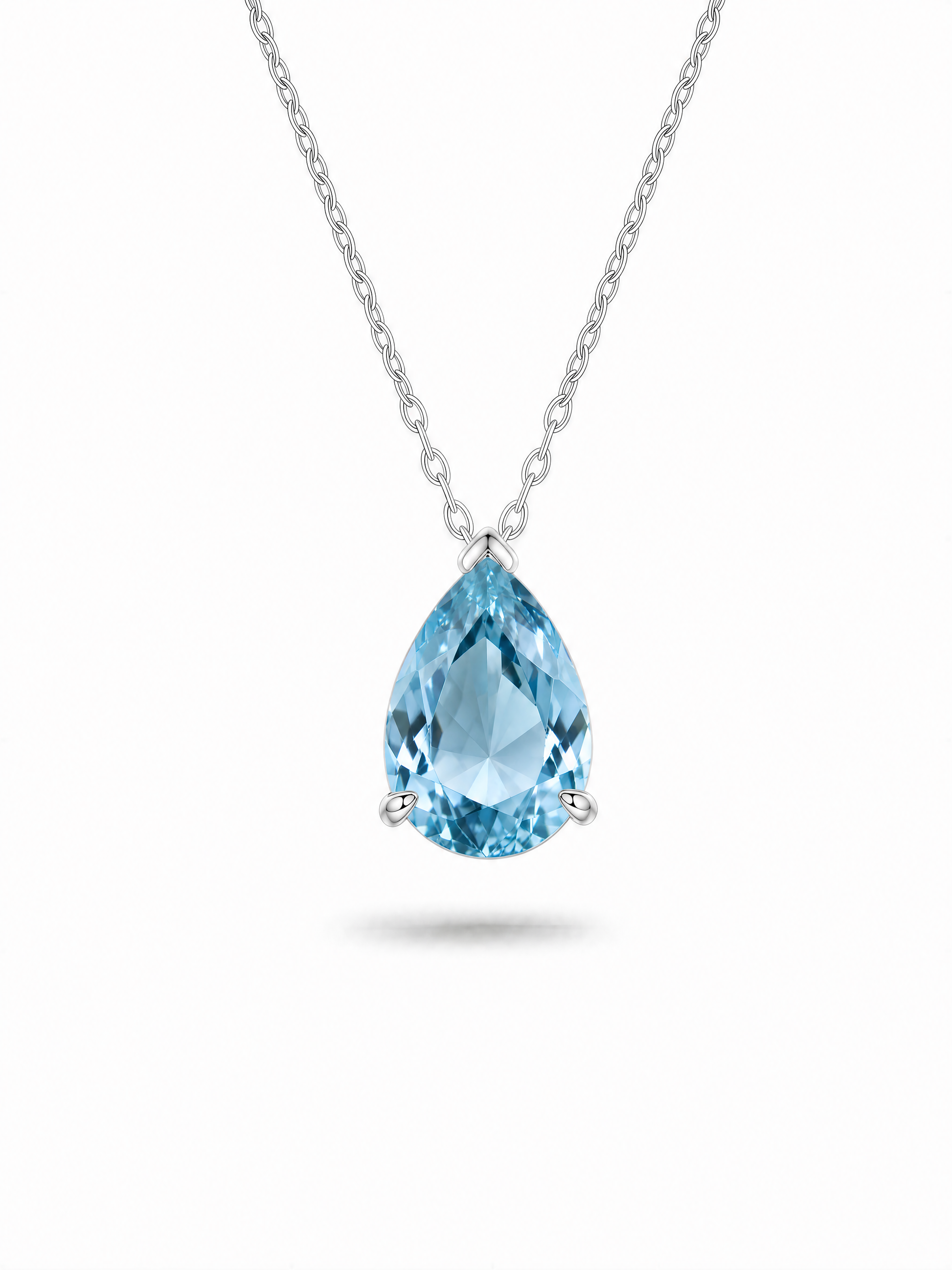 Ice Blue D Teardrop Necklace