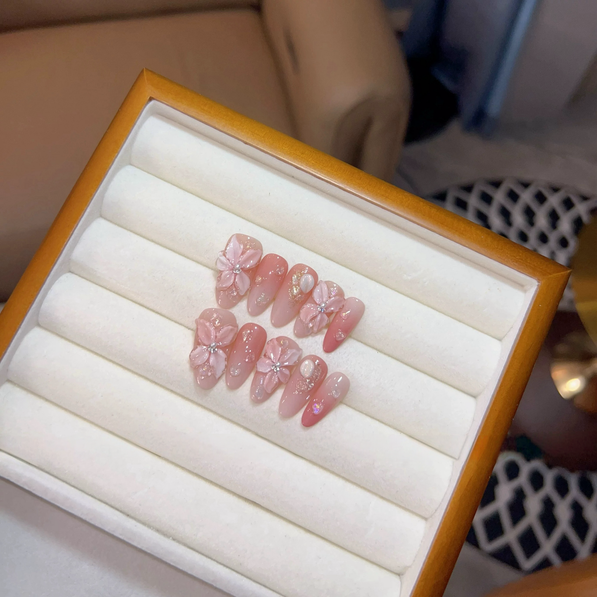 Baby Pink Sakura Nails