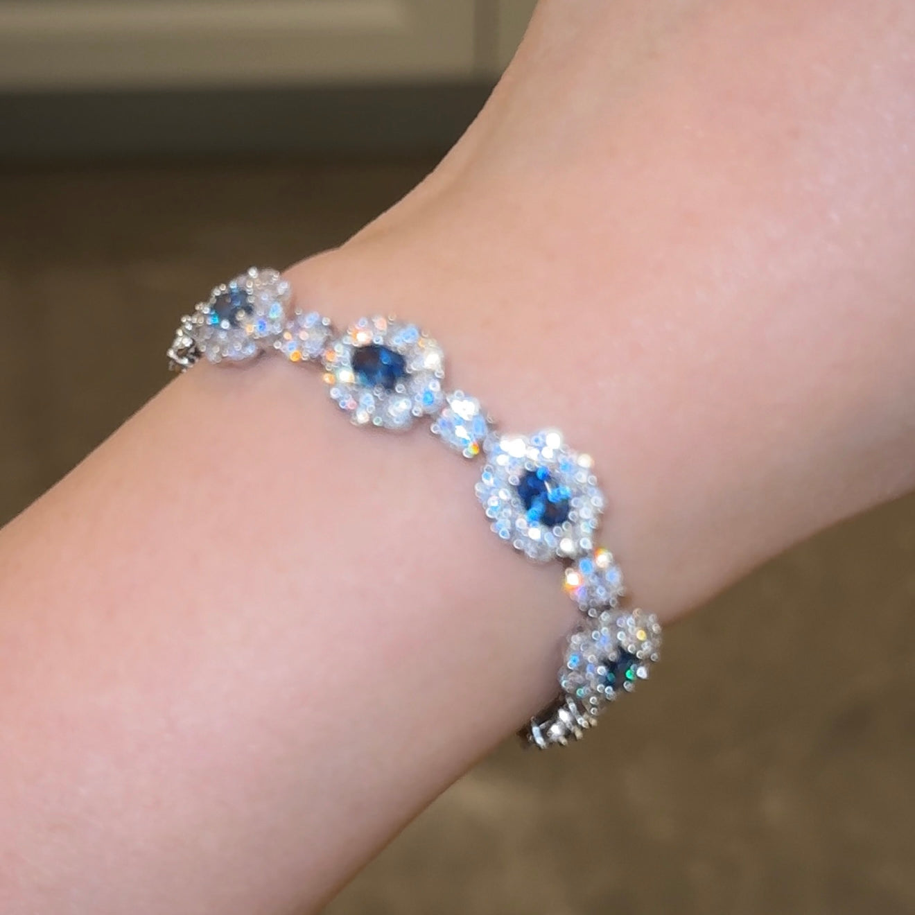 Ice Blue Flower Bracelet