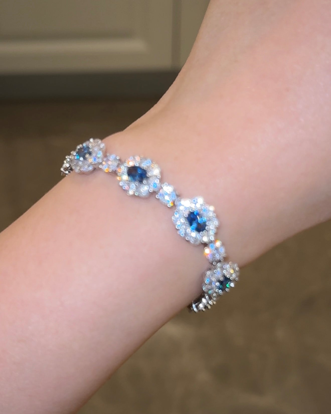 Ice Blue Flower Bracelet