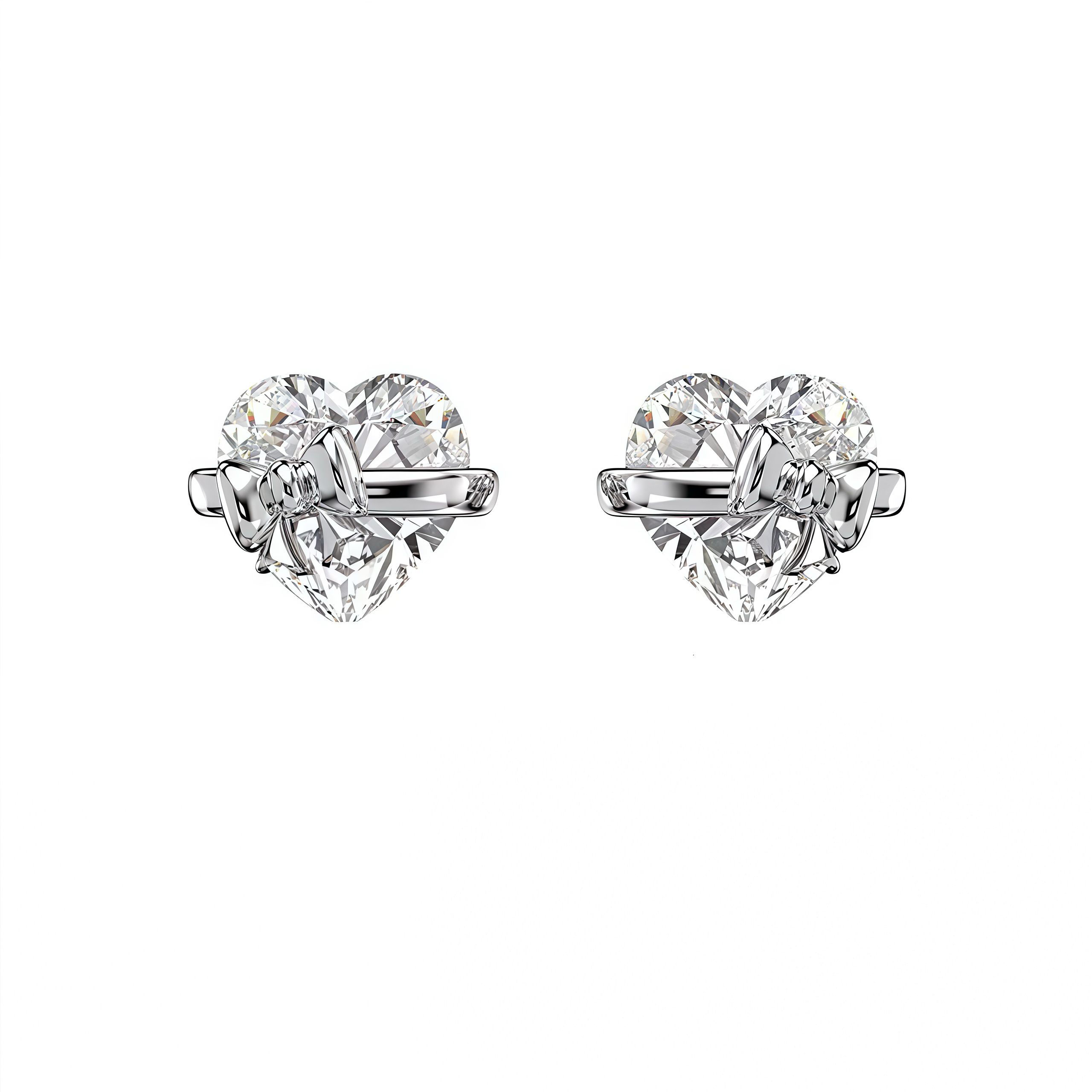 Bow Heart Silver Ring