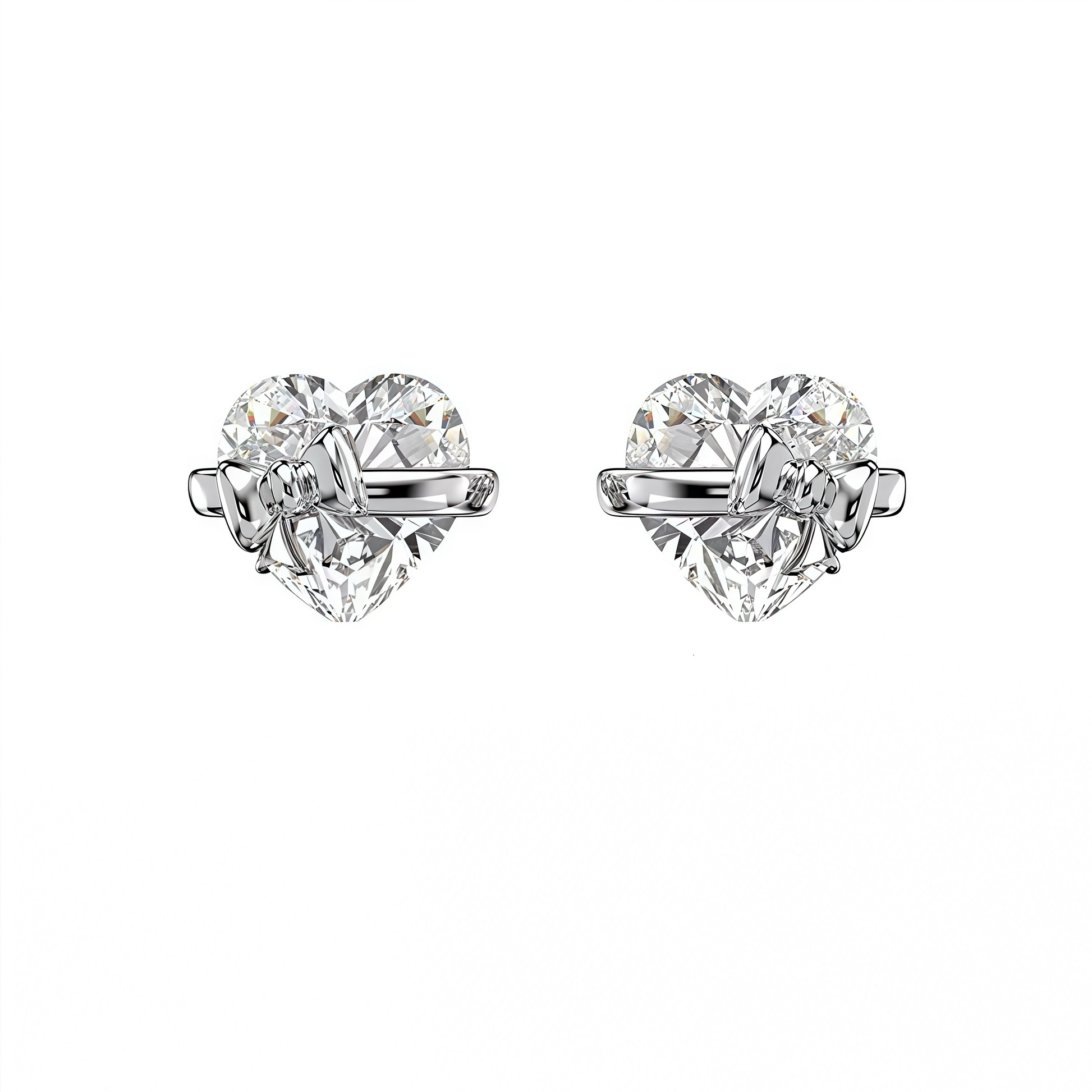 Bow Heart Silver Ring