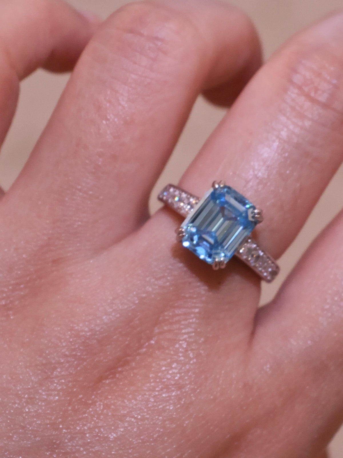 4ct  Icy Blue Statement Ring