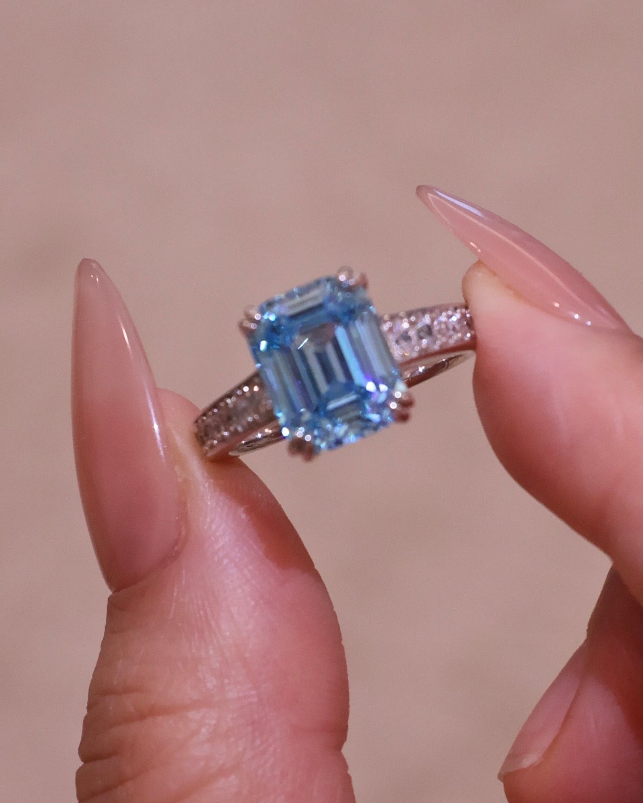 4ct  Icy Blue Statement Ring
