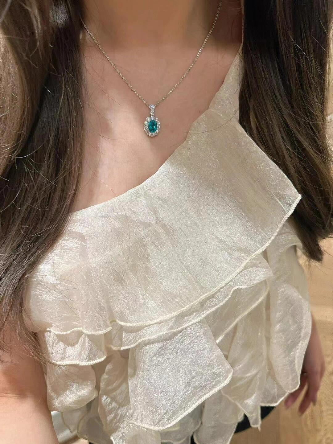Paraiba Halo Necklace