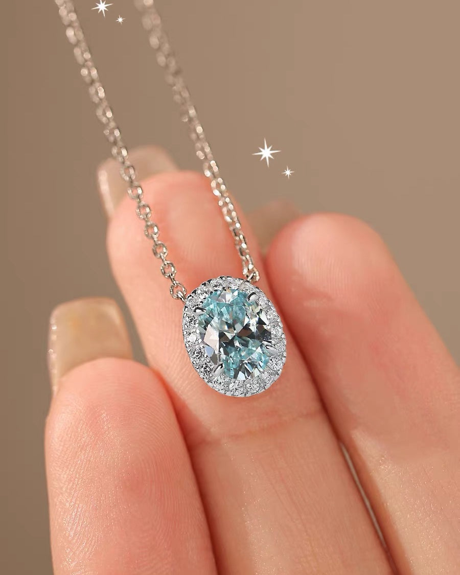 Elotive Blue Oval-Shaped Necklace Set