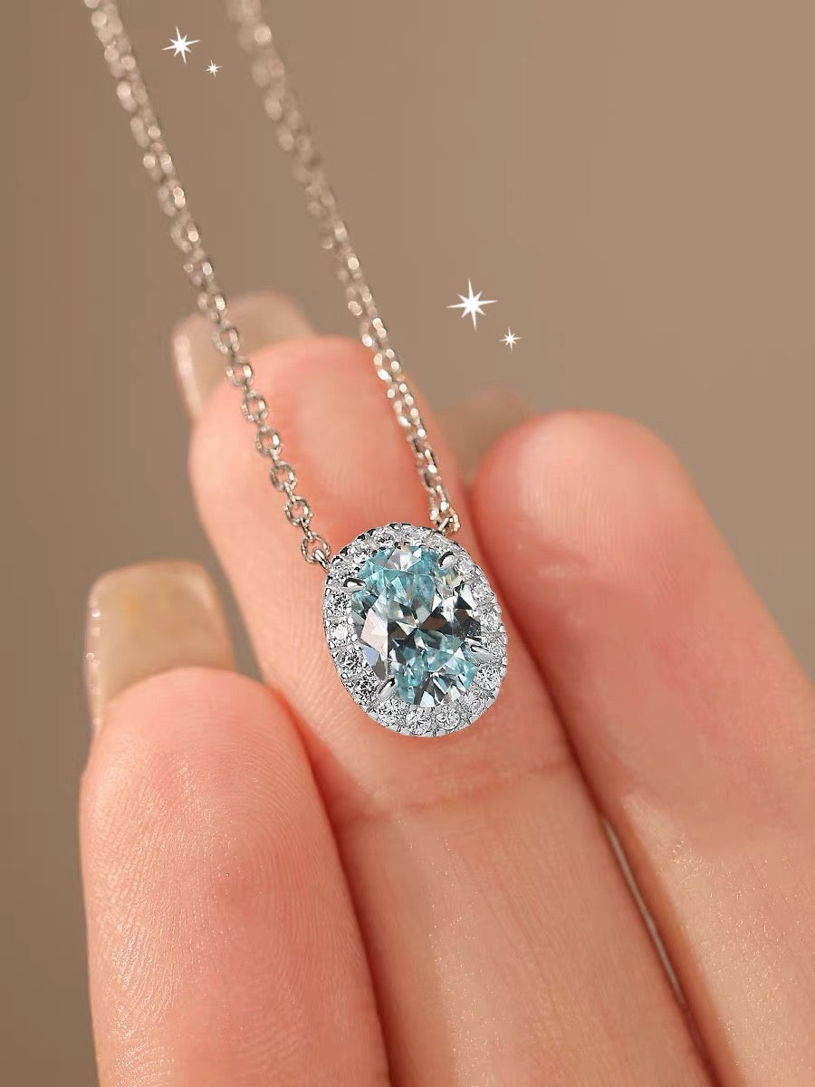 Elotive Blue Oval-Shaped Necklace Set