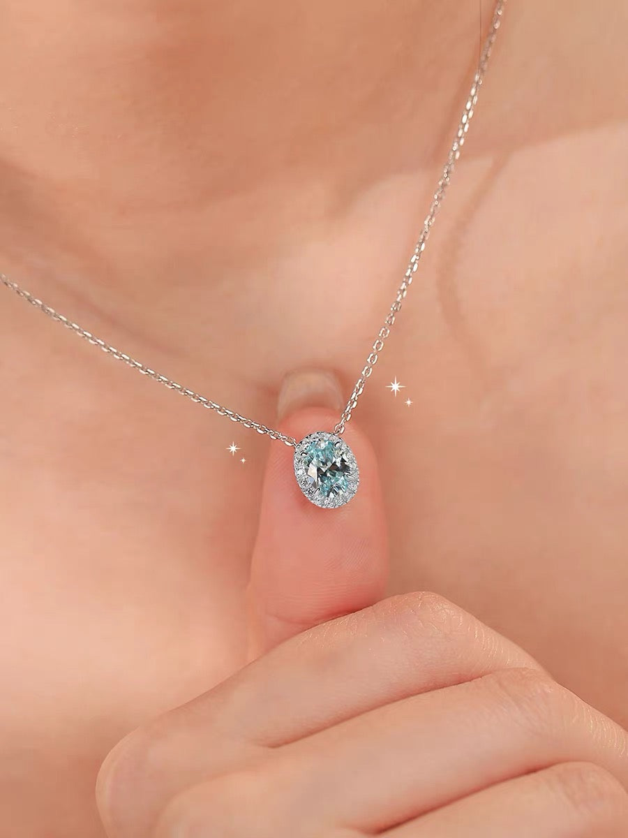 Elotive Blue Oval-Shaped Necklace Set
