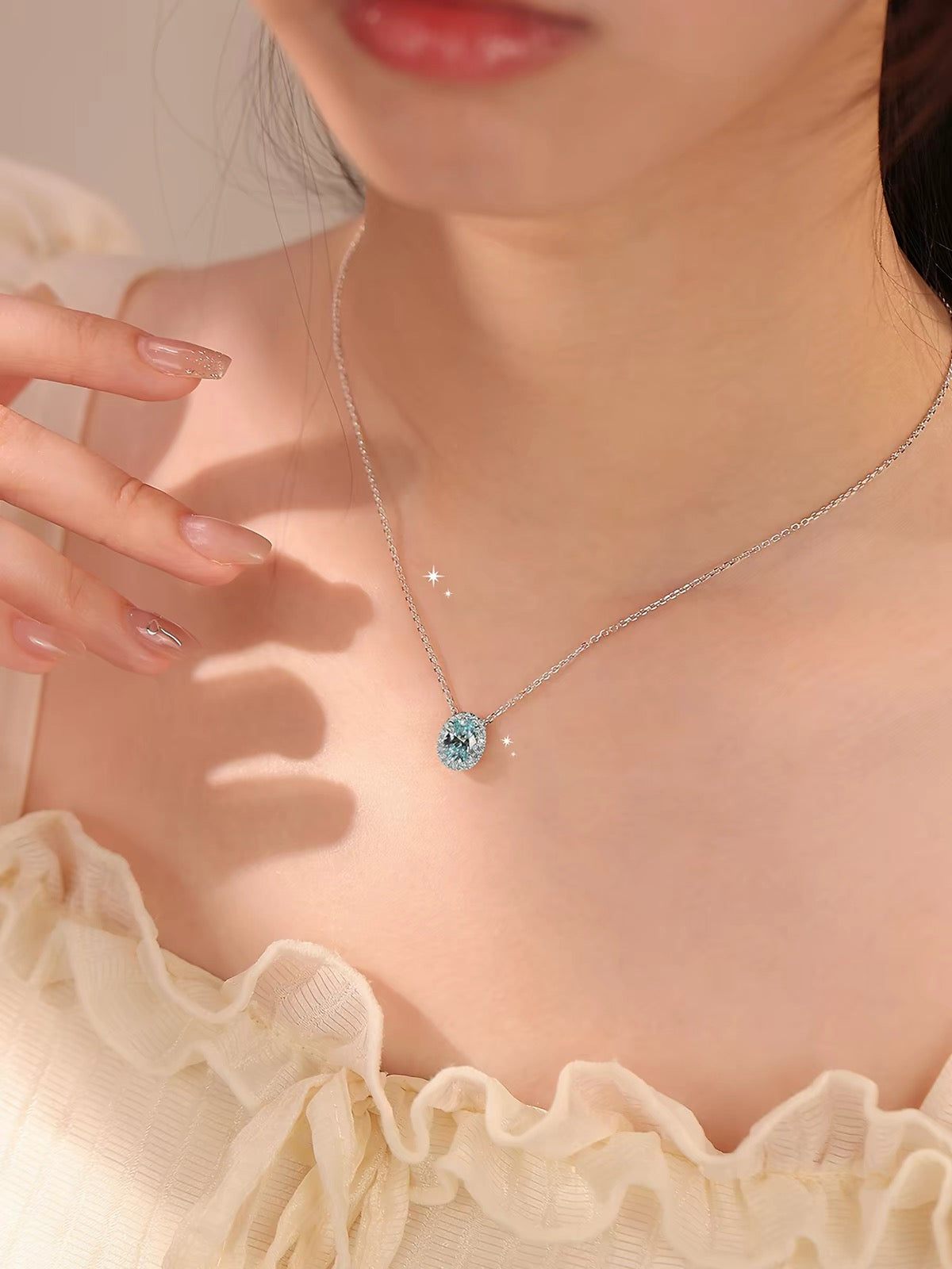 Elotive Blue Oval-Shaped Necklace Set