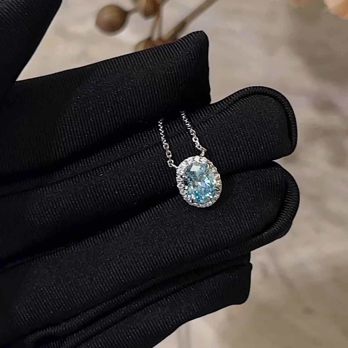 Elotive Blue Oval-Shaped Necklace Set