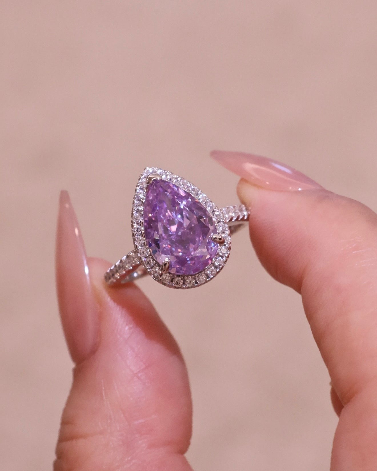 Dreamy Purple Pear Ring