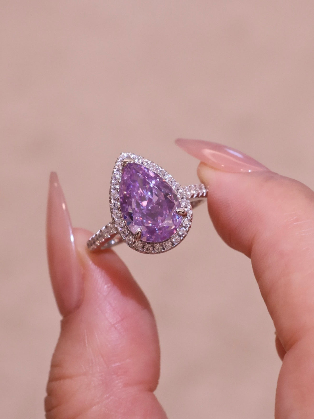 Dreamy Purple Pear Ring
