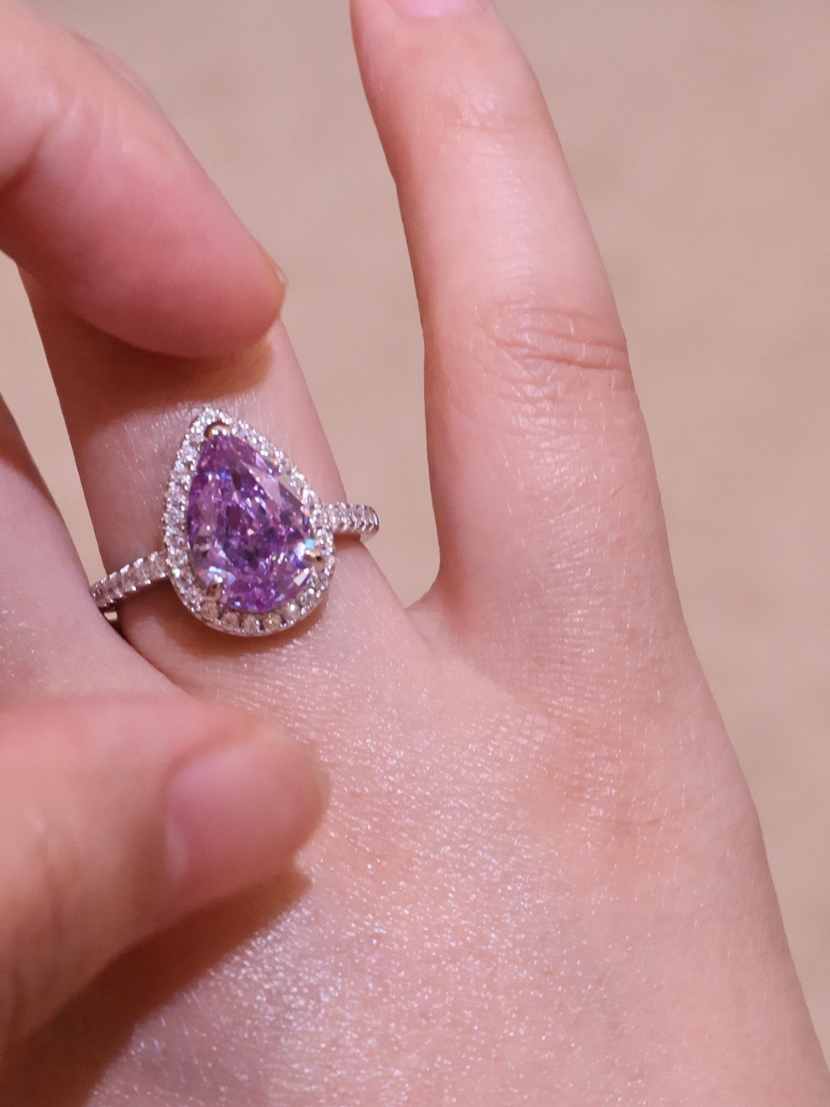 Dreamy Purple Pear Ring