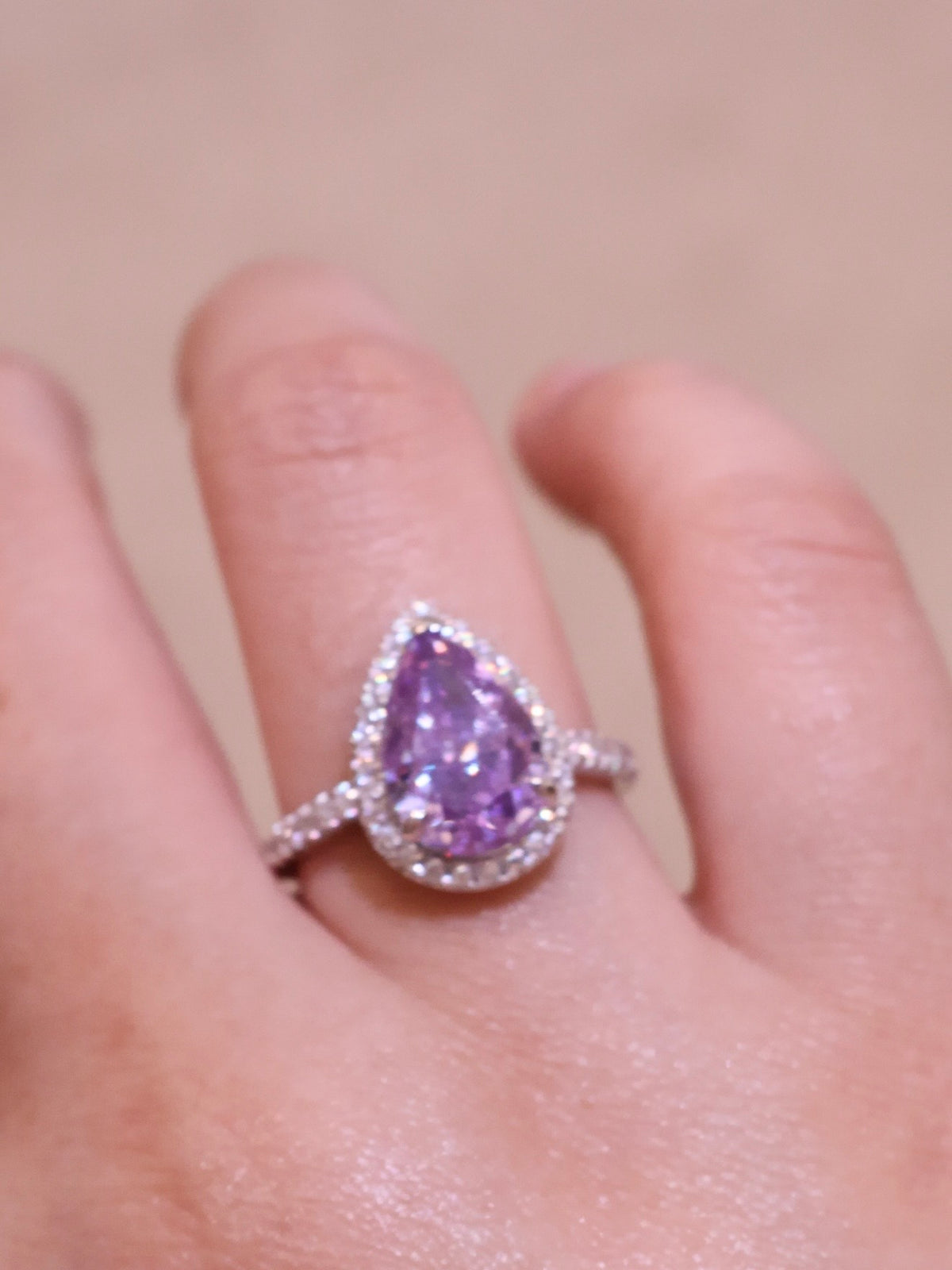 Dreamy Purple Pear Ring