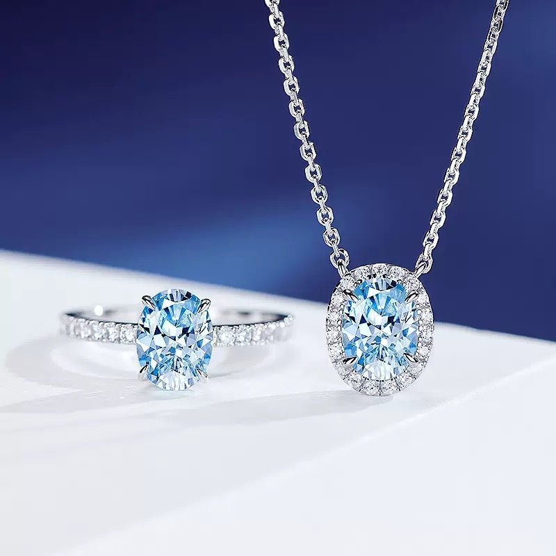 Elotive Blue Oval-Shaped Necklace Set