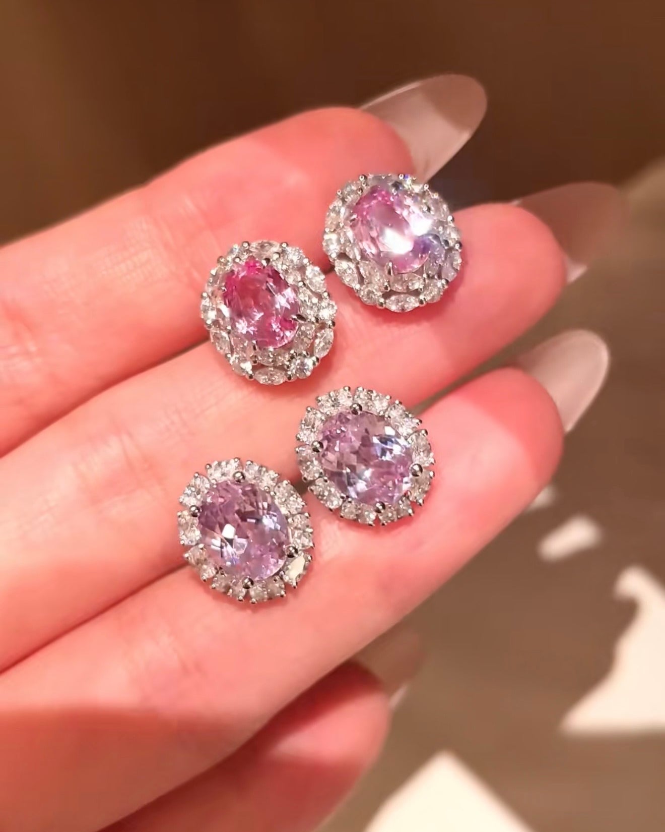 Dreamy Purple Diamond-Cut CZ Stud Earrings