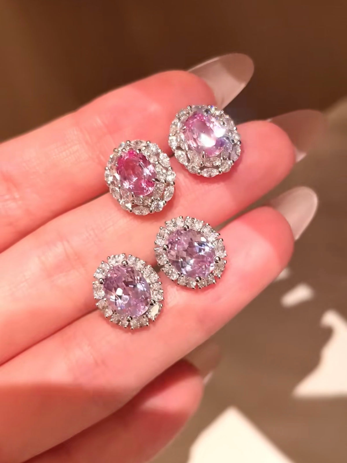 Dreamy Purple Diamond-Cut CZ Stud Earrings