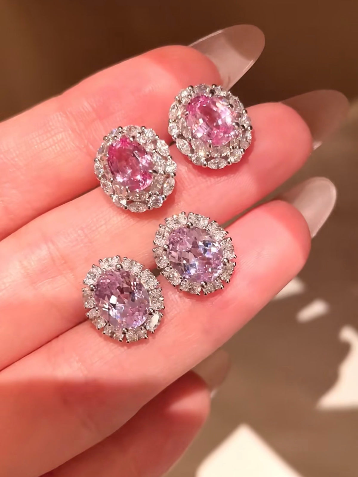 Dreamy Purple Diamond-Cut CZ Stud Earrings