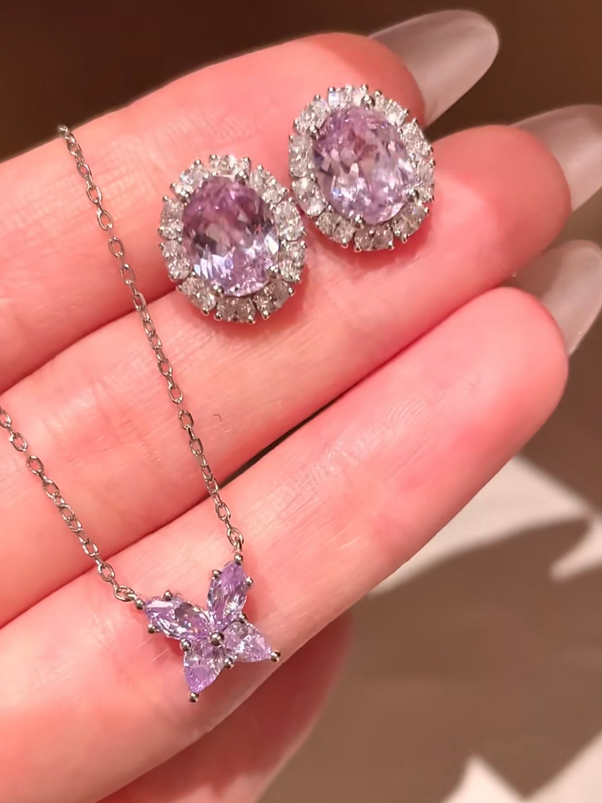 Dreamy Purple Diamond-Cut CZ Stud Earrings