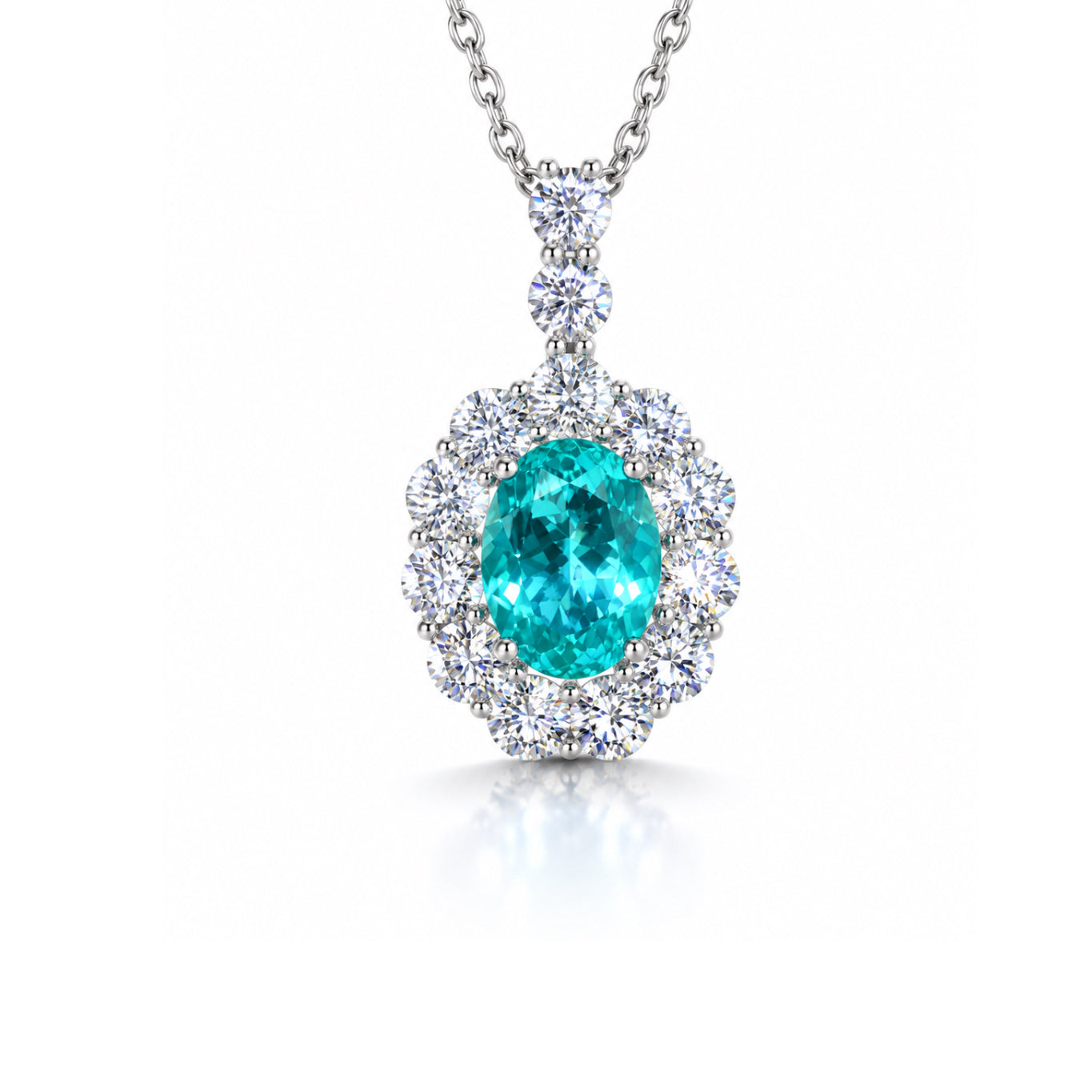 Paraiba Halo Necklace