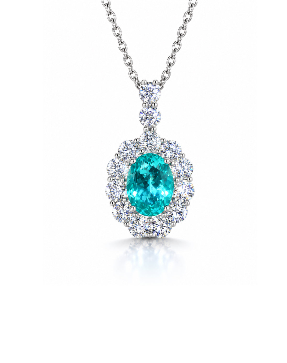 Paraiba Halo Necklace