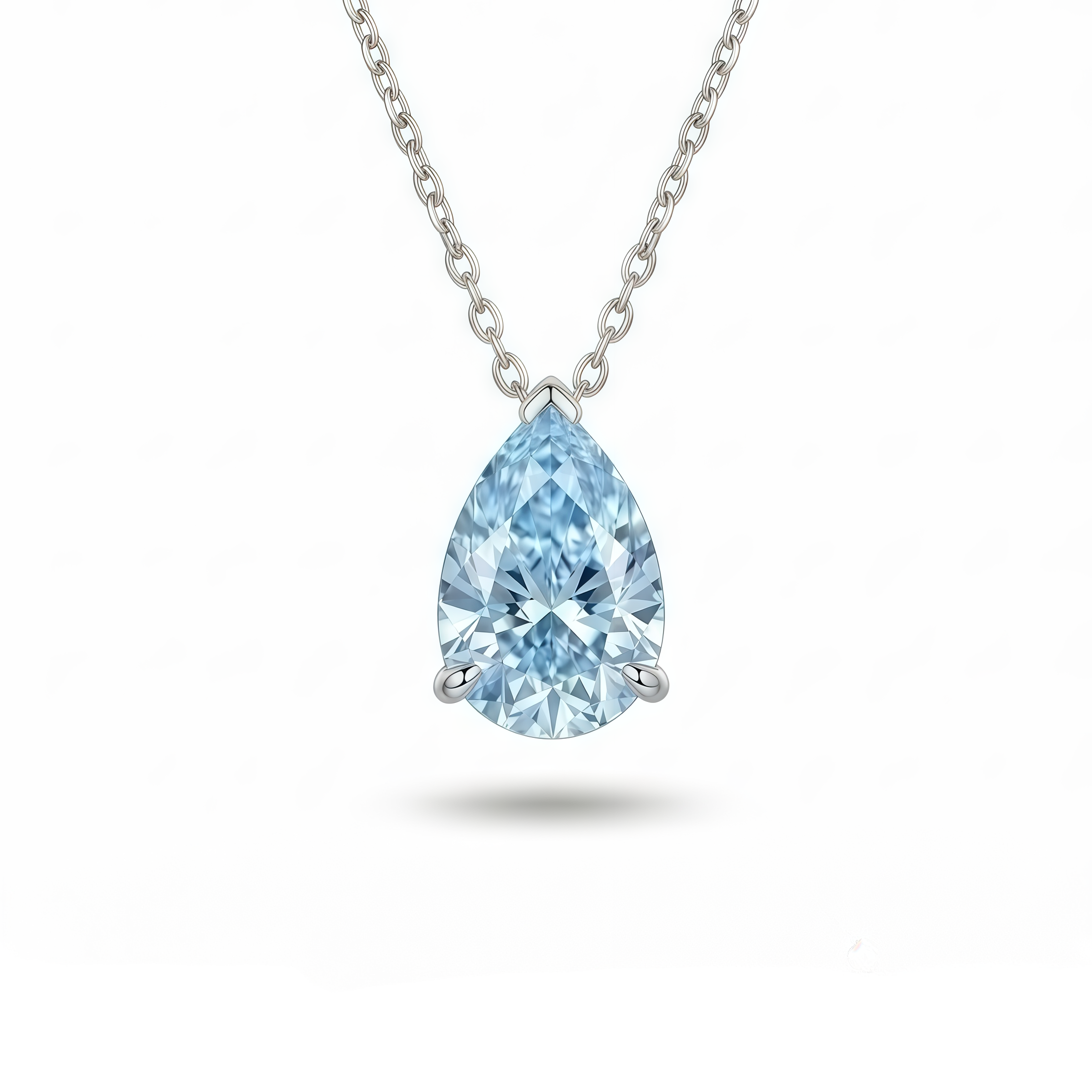 Ice Blue D Teardrop Necklace