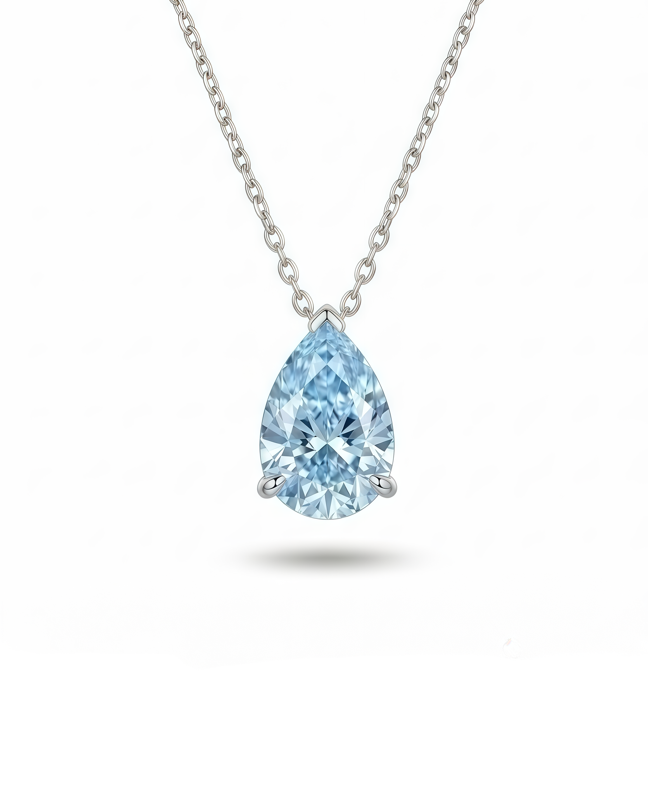 Ice Blue D Teardrop Necklace