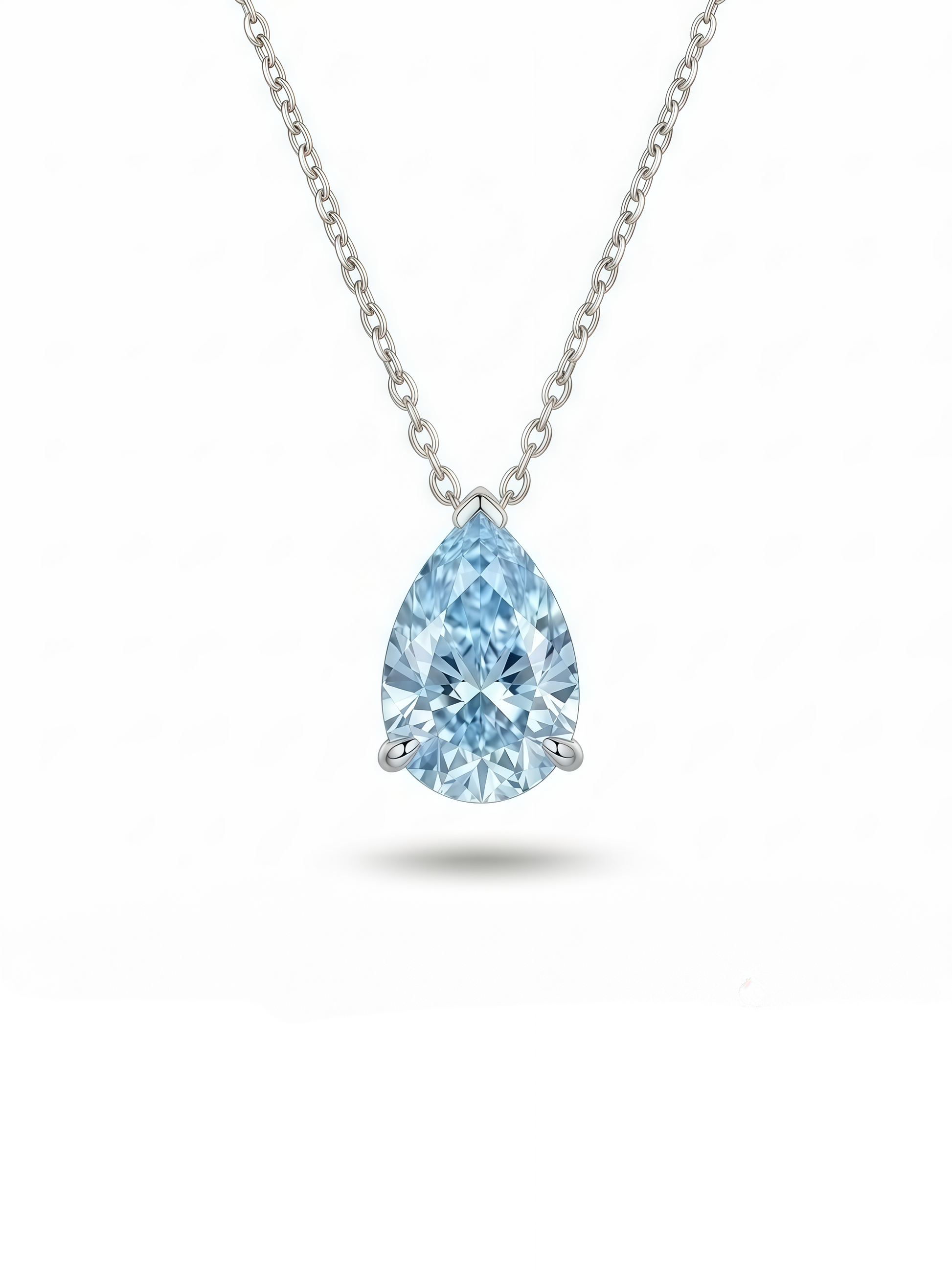 Ice Blue D Teardrop Necklace