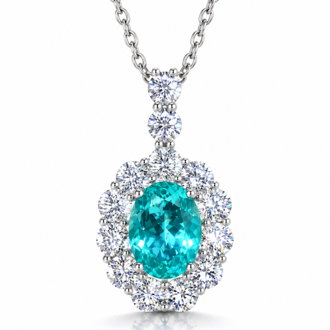 Paraiba Halo Necklace