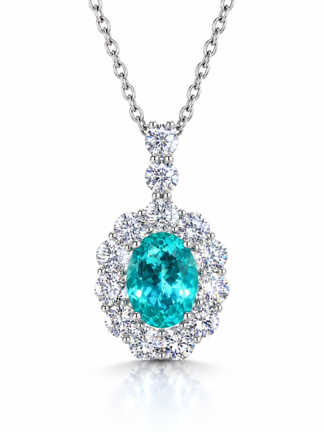 Paraiba Halo Necklace