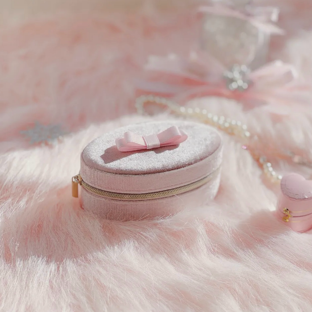 Pink Bow Travel Jewelry Box