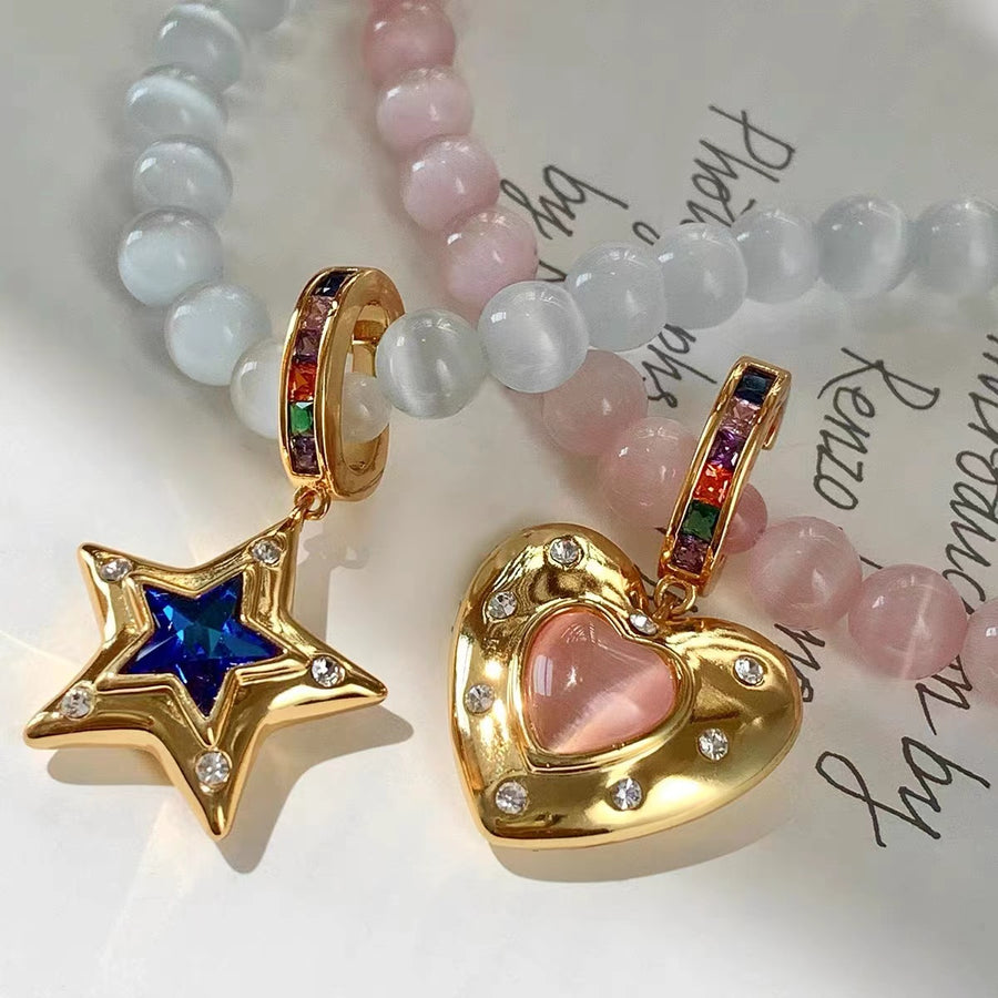 L’étoile Jewelry Moonlight Collection premium opal heart pentagram gemstone necklace-L‘étoile jemelry